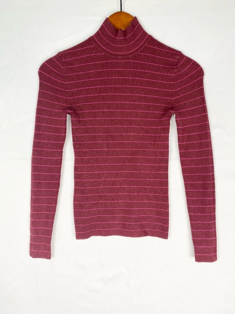 Marine Layer Chamonix Ribbed Turtleneck Sweater Size XS Berry Red